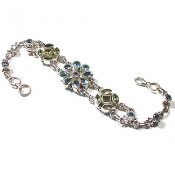 Best selling pure silver exquisitely made natural gemstone bracelet